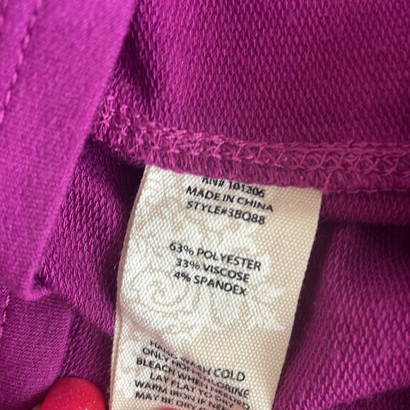 SOFT SURROUNDINGS pretty magenta pink 1/2 button front popover knit blouse - Picture 8 of 9